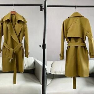 New Olive/Military Green Belted Women's Trench Coat-No tag